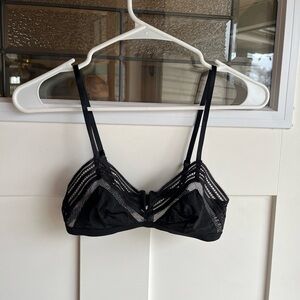 CALVIN KLEIN black satin & mesh no wire bralette